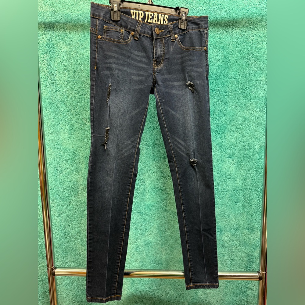 VIP Dark Indigo Jeans with Contrast Stitching Size 5/6 (A-10)